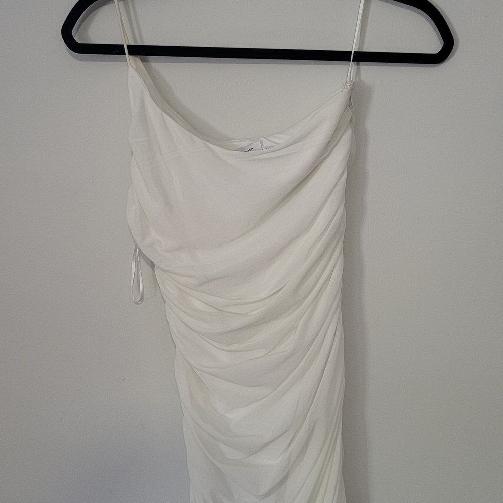 Princess Polly White Asymmetrical Ruched Slip Dress
